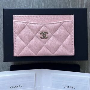 CHANEL Light Pink Quilted Card Holder